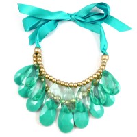 Jade Bijoux Teardrop Stone Tiered Chunky Statement Necklace